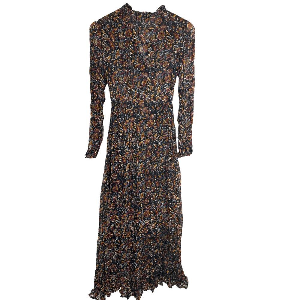 Sea New York Nicolette Dress Gerardtest Floral Paisley Long Sleeve Midi Brown 6 — image 5 of 8